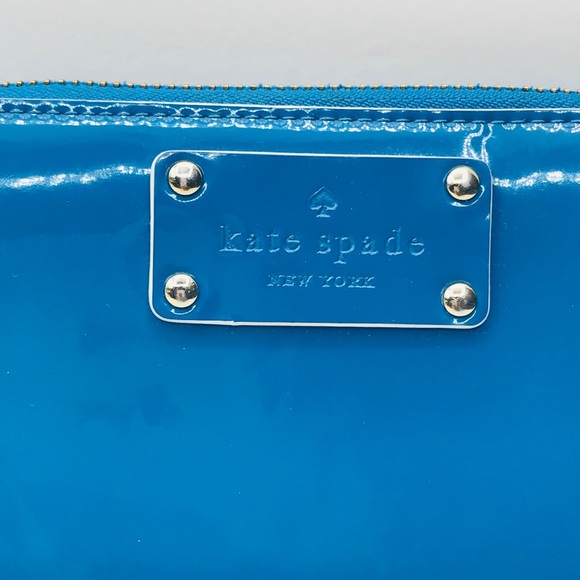 Kate Spade Wallet Blue Patent Leather 7.5”x4” - Picture 4 of 8